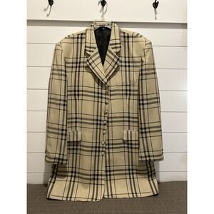 Pronti Suit Coat Phita 42L Single Breast Button Down Beige Haymarket Check